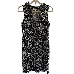 New London Style Black White Short Mini Dress Women’s Sz 10P 10 Petite 8 Medium